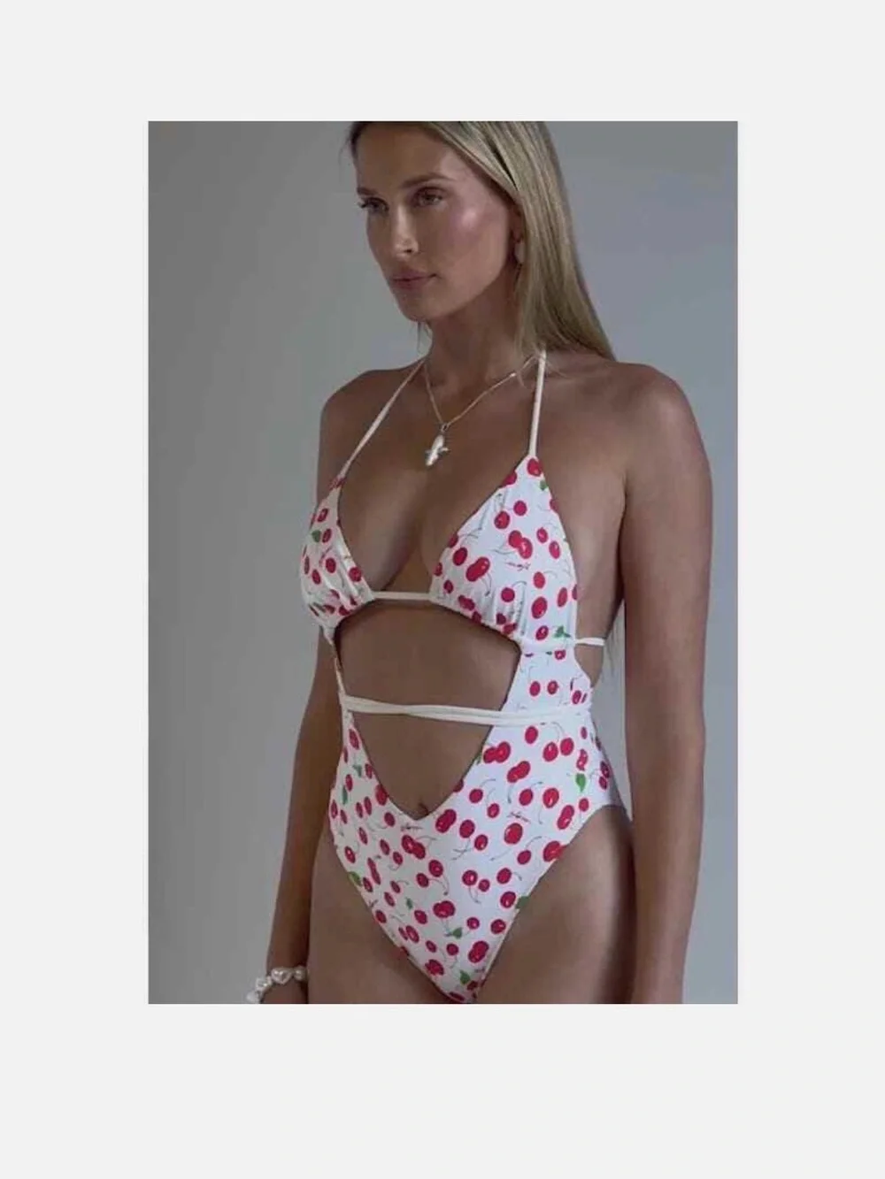 Frankies Bikinis X Sydney Sweeney Gemma Cherry-Print Cut-Out Swimsuit